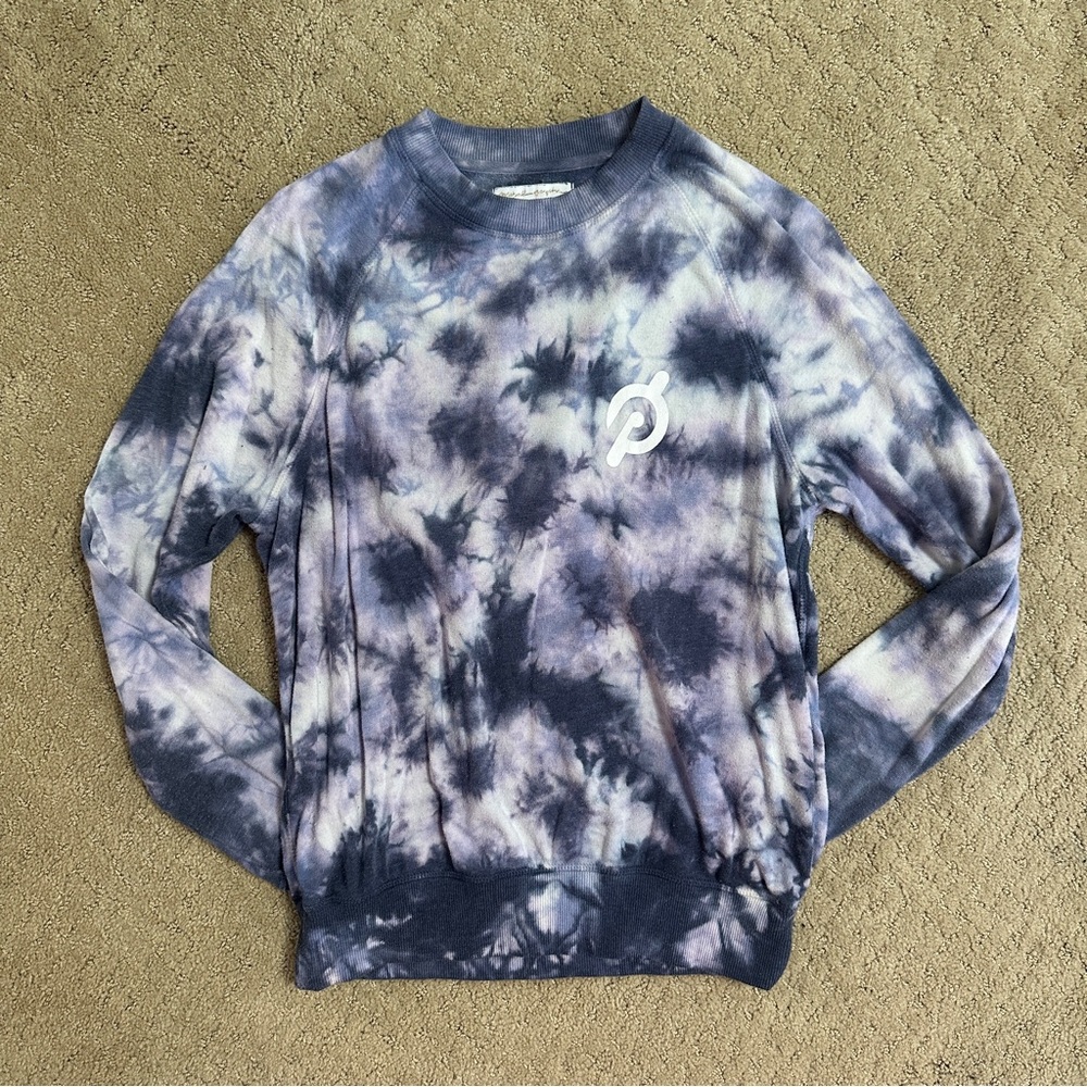 Peloton x Spiritual Gangster Purple Tie Dye Terry Cloth Crewneck Sweatshirt Sz S